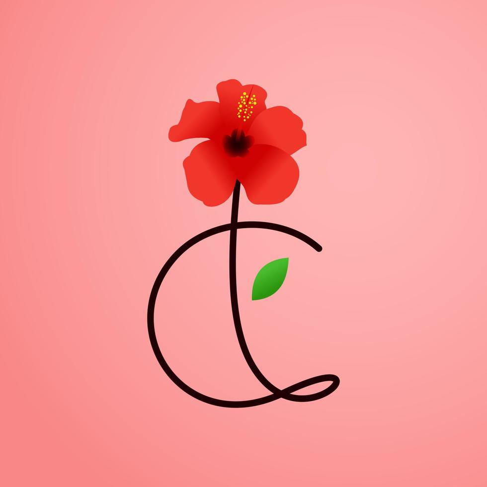 Initial C Shoe Flower vector