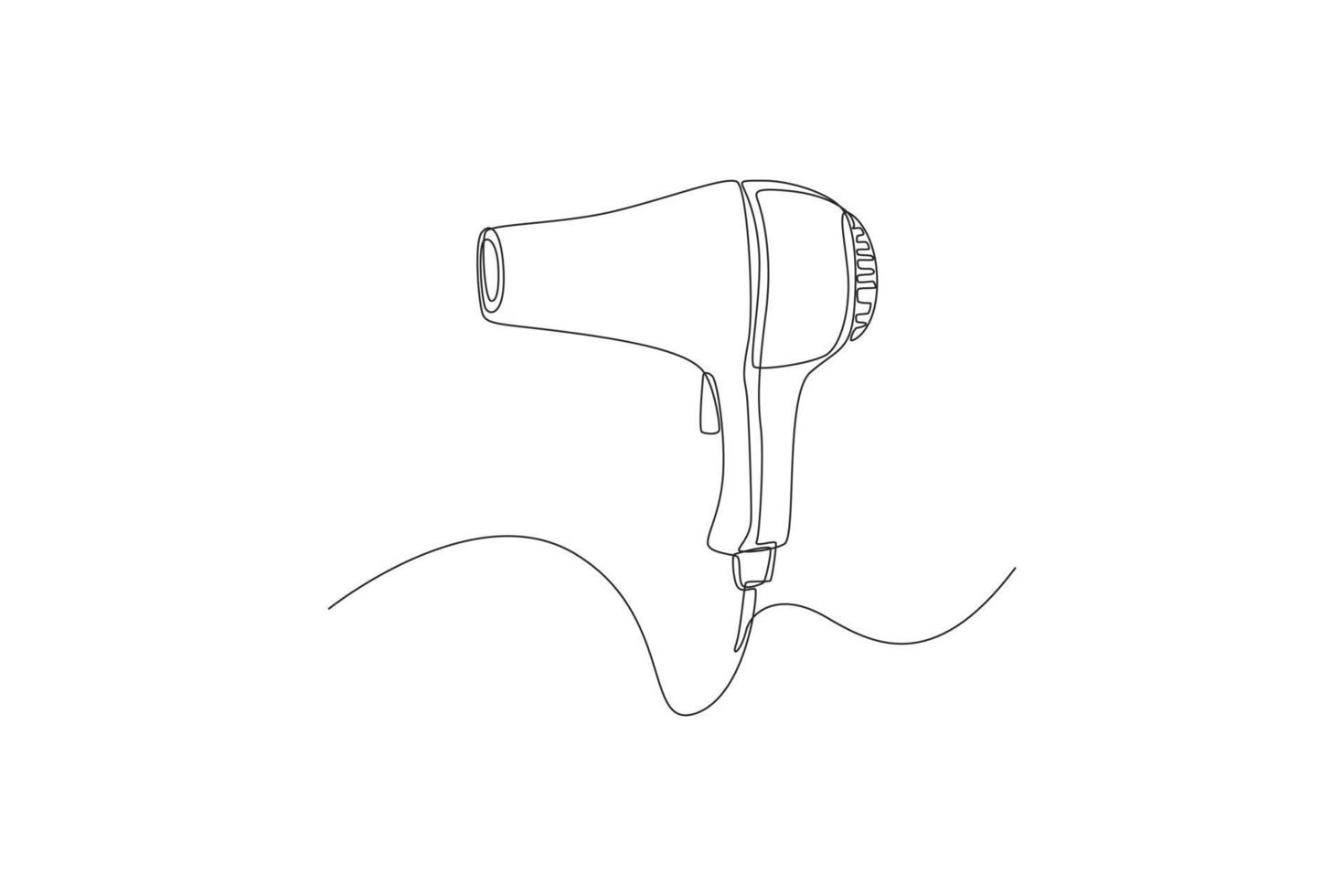 Single one line drawing hair dryer. Electric Home Appliance. Hotel activity  concept. Continuous line draw design graphic vector illustration. 10216344  Vector Art at Vecteezy