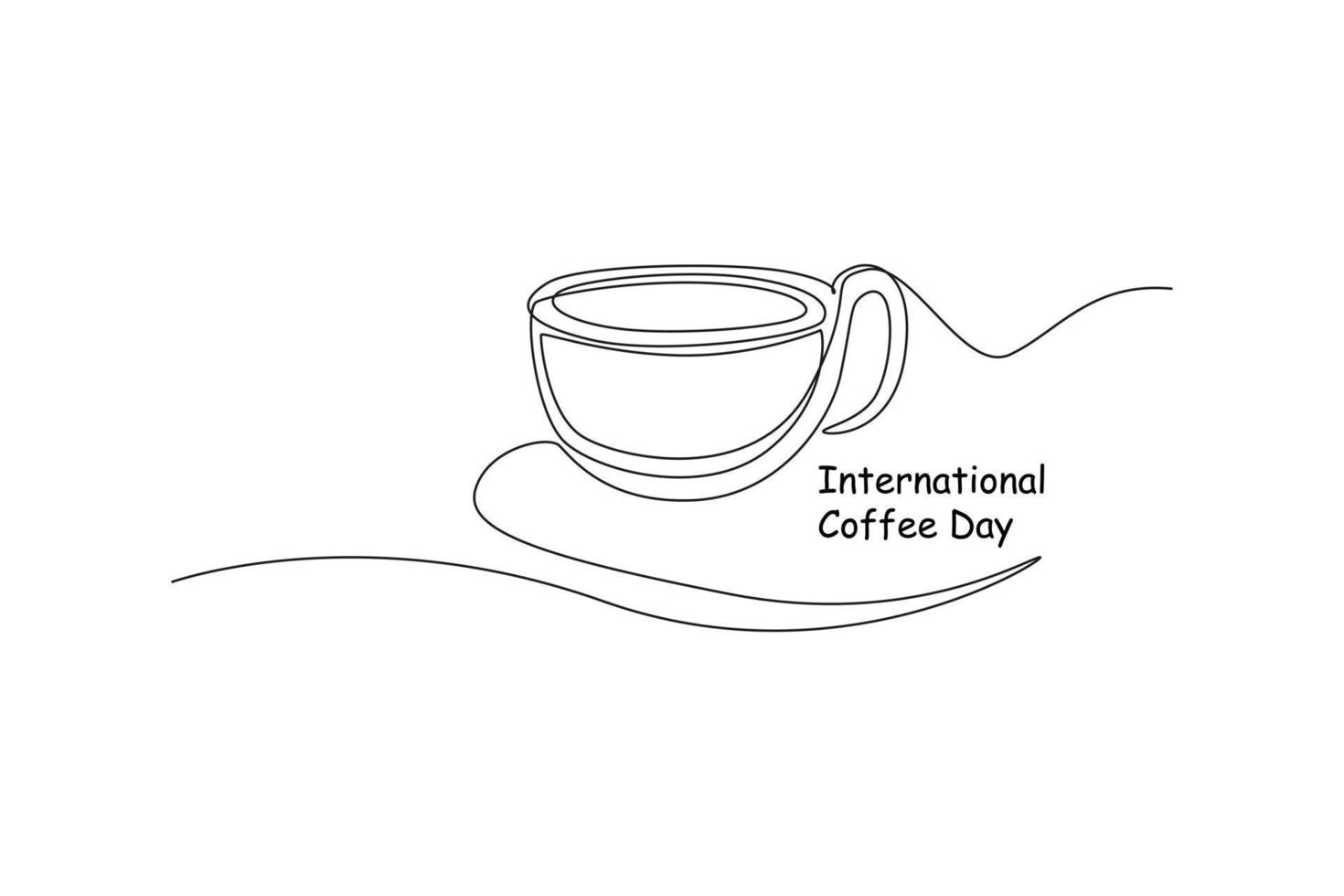 Continuous one line drawing cup   of coffee. Suitable for greeting card. International coffee day concept. Single line draw design vector graphic illustration.