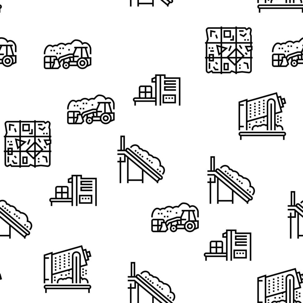 Factory Garbage Waste Vector Seamless Pattern