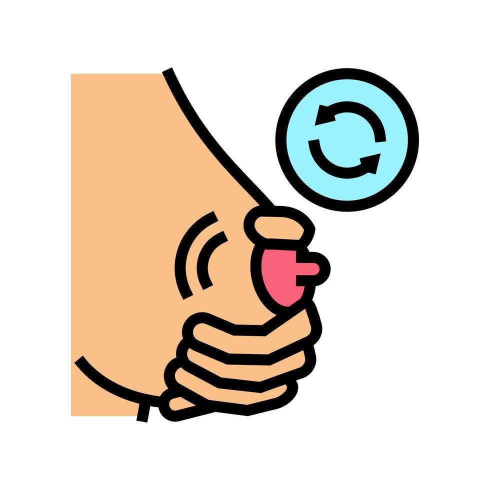 breast stimulation, massage, milk flow color icon vector illustration