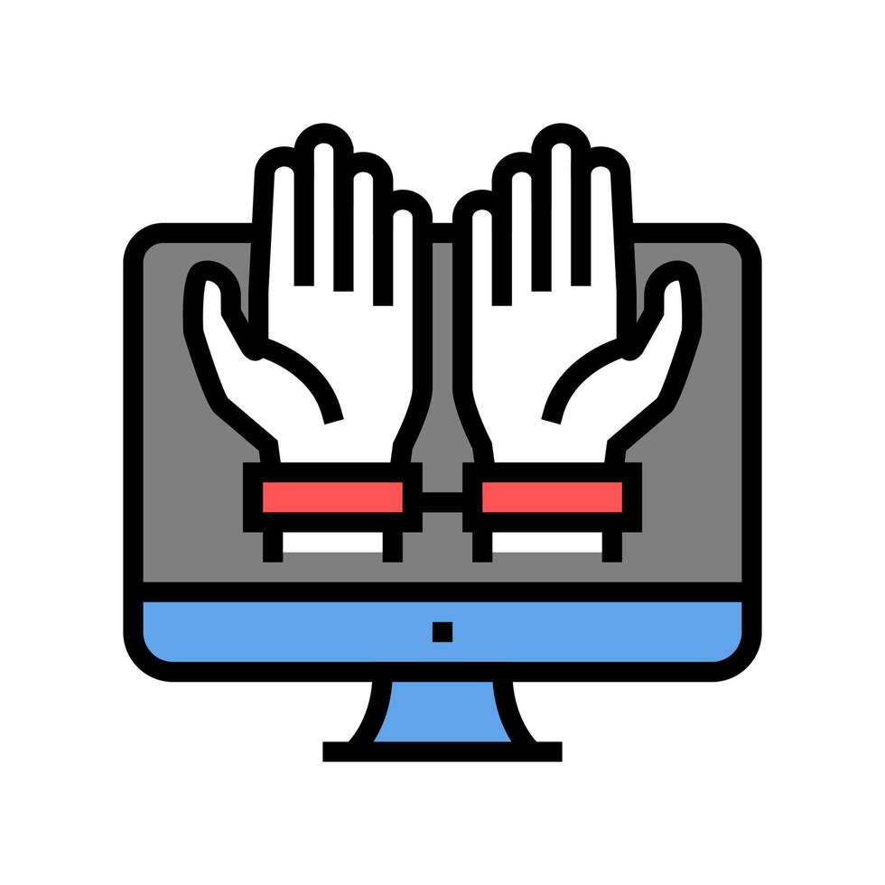 computer addiction color icon vector illustration