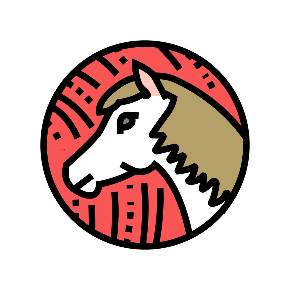 horse chinese horoscope animal color icon vector illustration