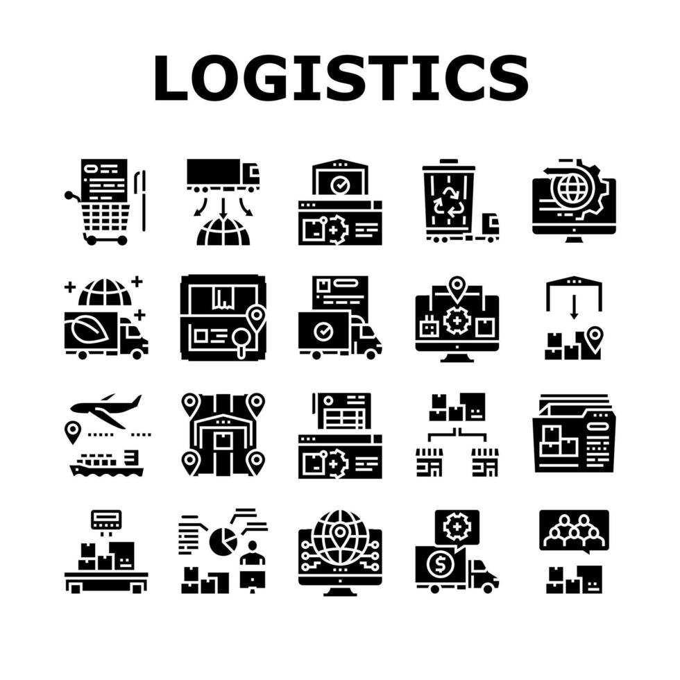 Logistics Business Collection Icons Set Vector Illustration