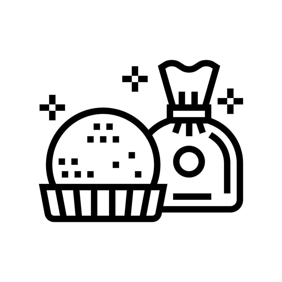 chocolate candy in spherical form line icon vector illustration