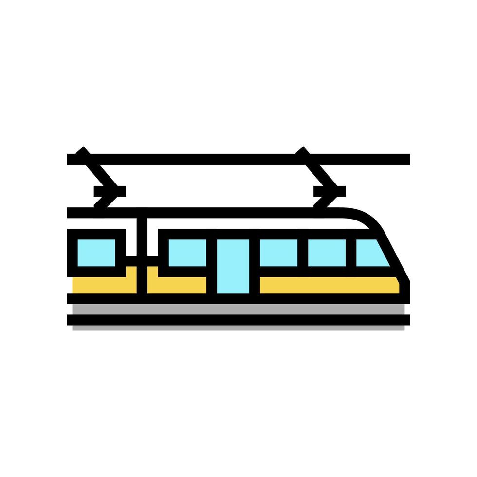 ilustración de vector de icono de color de transporte de tranvía