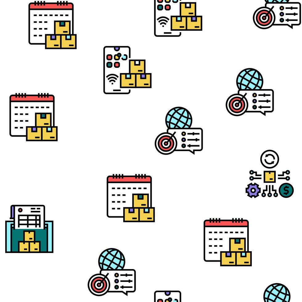 Supply Chain Management System Icons Set Vector