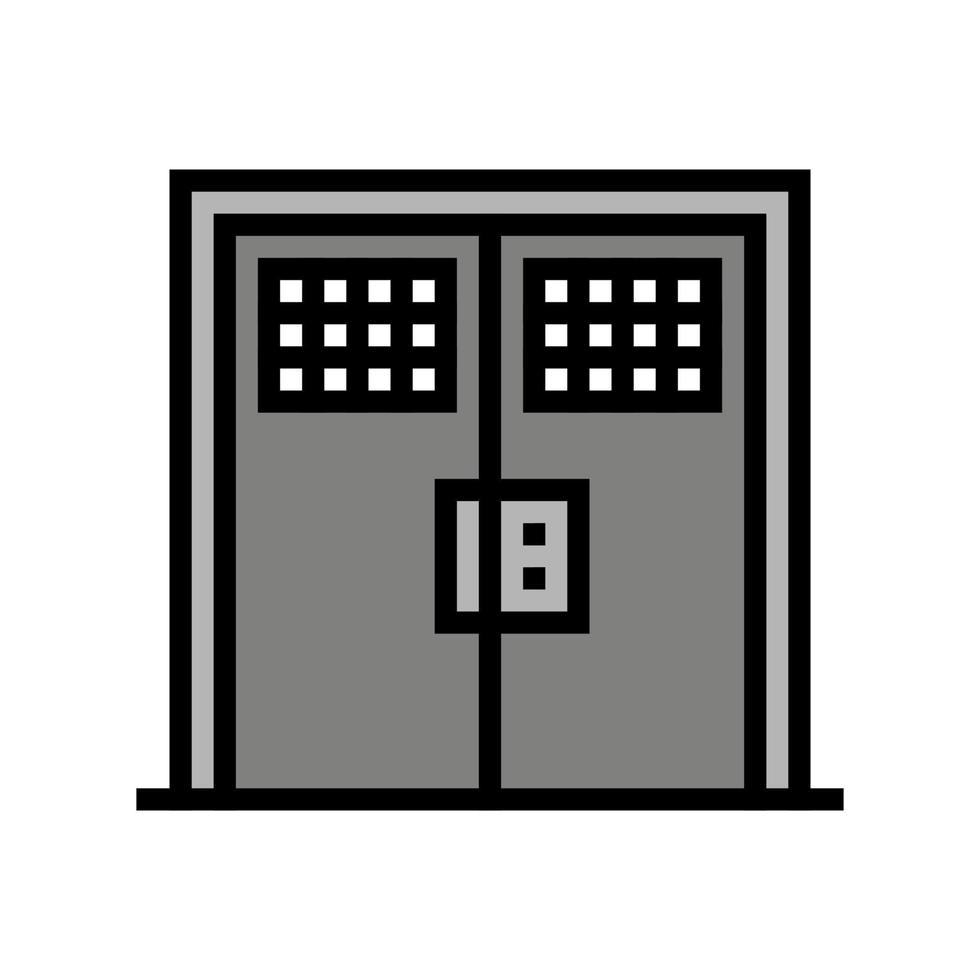 Ilustración de vector de icono de color de puerta de prisión metálica doble