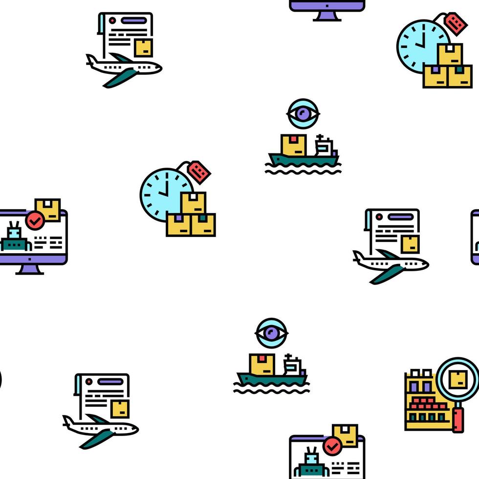 Supply Chain Management System Icons Set Vector