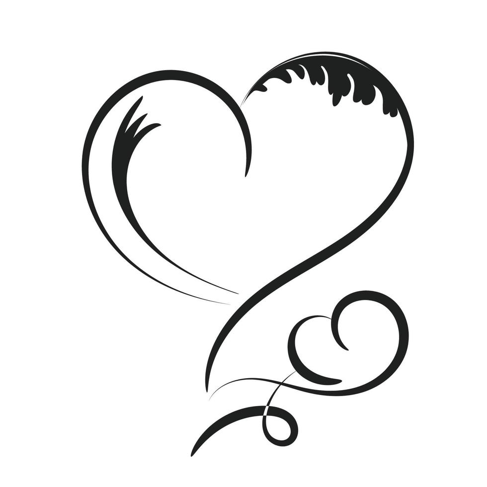 Hand Drawn Heart Decorative Design for print vector