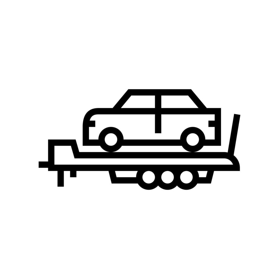 Ilustración de vector de icono de línea de remolque de transporte de coche