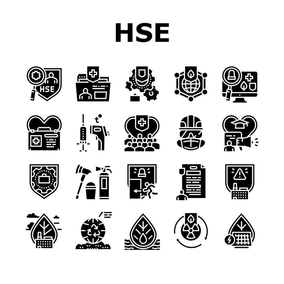 Health Safety Environment Hse Icons Set Vector