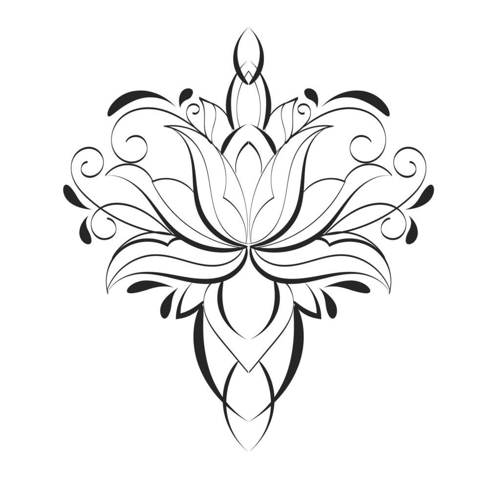diseño de tatuaje floral para imprimir vector