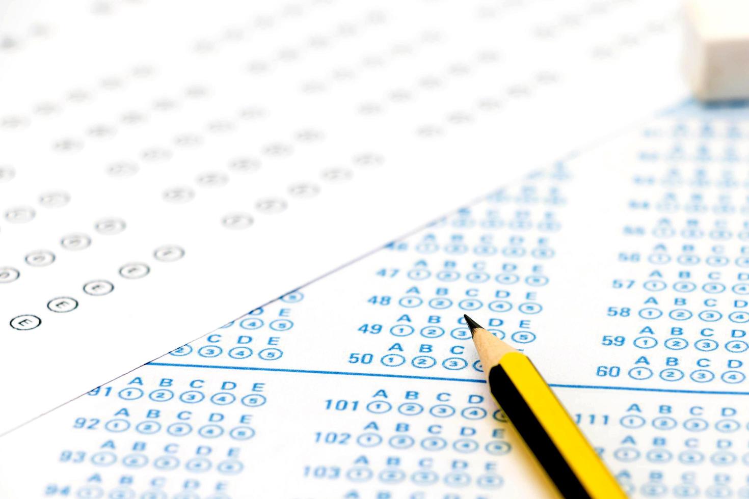 answer sheets on table photo