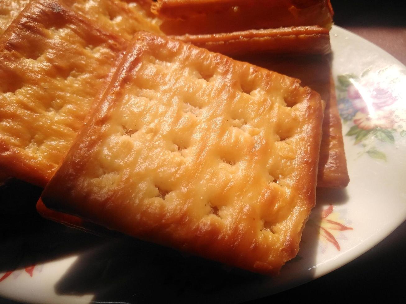 snack crackers filled with fermented cassava made by mother, for breakfast. photo