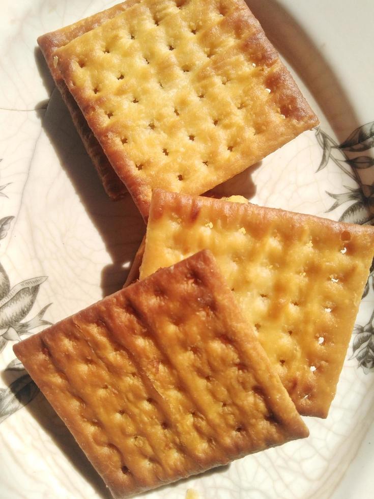 snack crackers filled with fermented cassava made by mother, for breakfast. photo