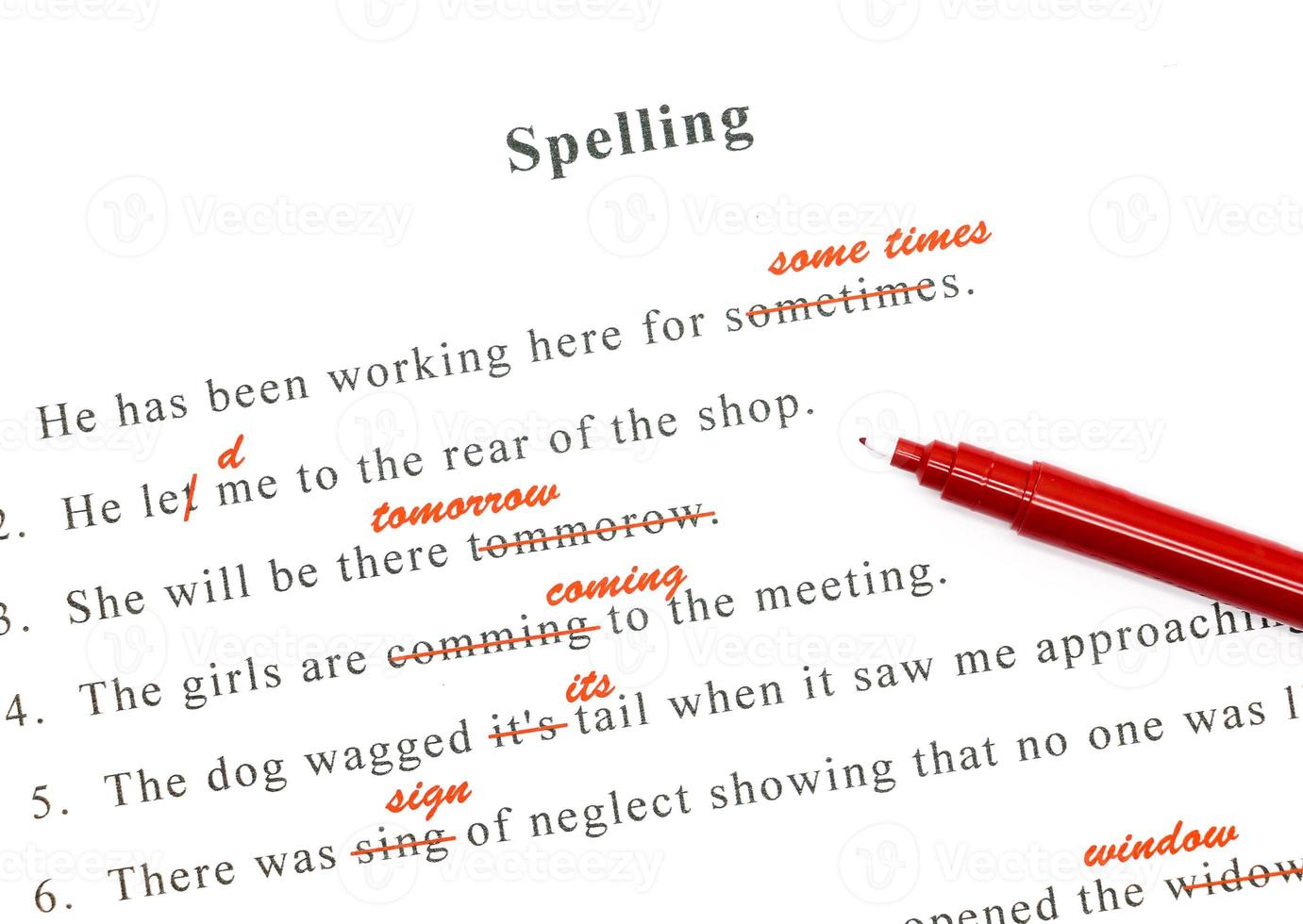 spelling check on English sentences photo