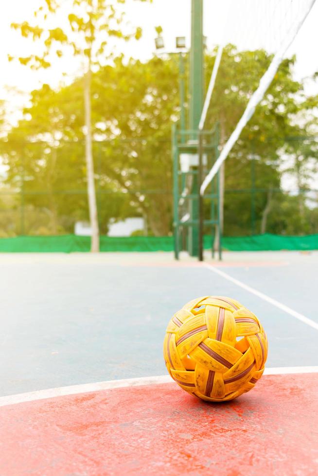 sepak takraw ball on court photo