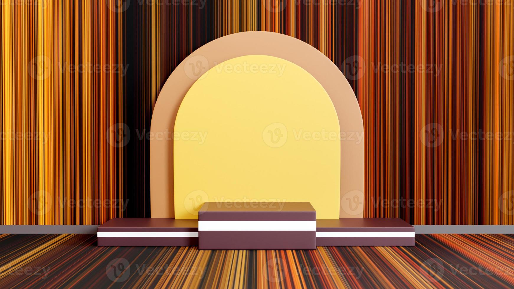 3d brown podium with brown background. 3d render photo