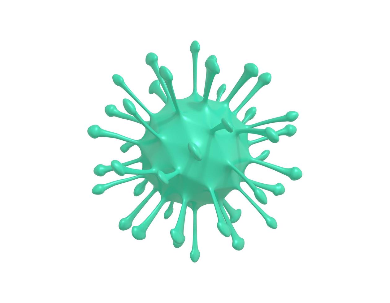 3D rendering minimalistic cartoon green virus under the microscope, 2019-nCoV coronavirus infection bacterium on a white background. photo