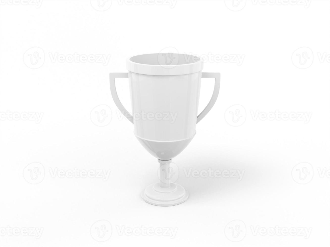 White one color cup of the winner on a white flat background. Minimalistic design object. 3d rendering icon ui ux interface element. photo