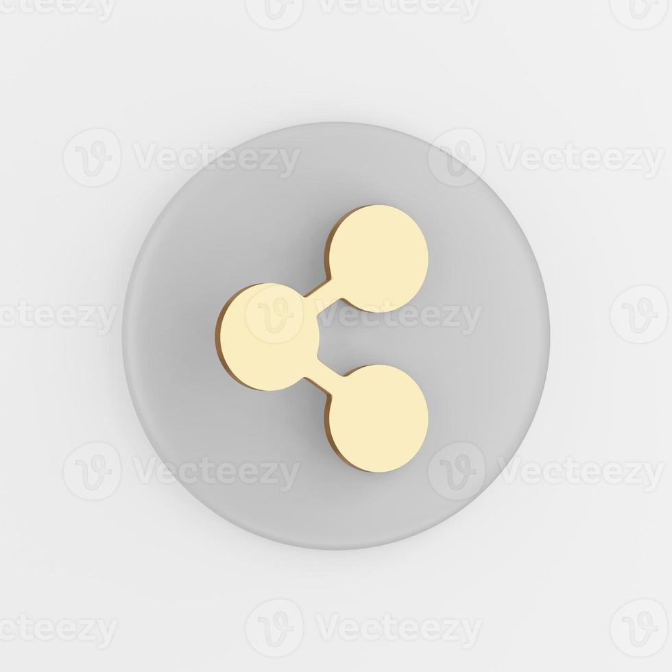 Gold share icon in flat style. 3d rendering gray round key button, interface ui ux element. photo