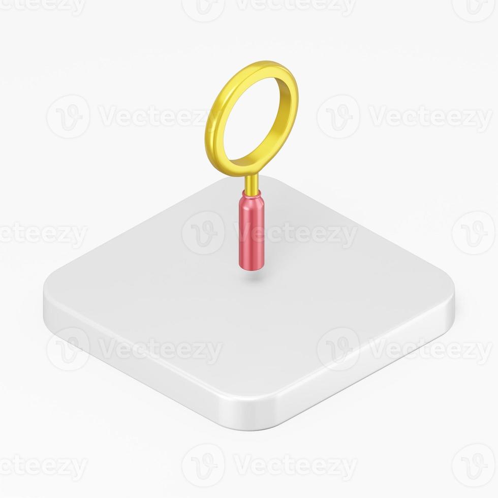 Magnifier multicolored symbol icon. 3d rendering square button key isometric view, interface ui ux element. photo