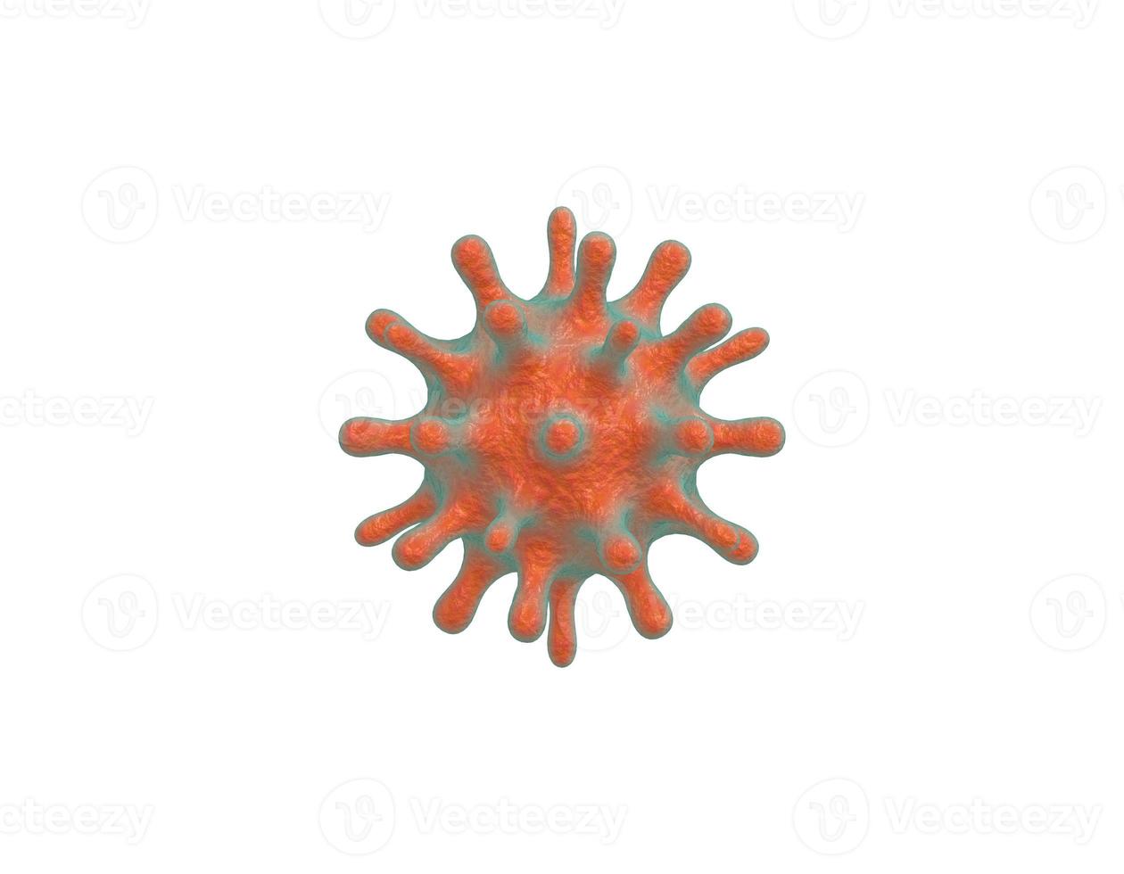3D rendering realistic red green virus under the microscope, 2019-nCoV coronavirus infection bacterium on a white background. photo