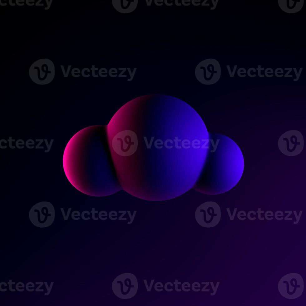 Neon cloud icon in cartoon style. 3d rendering ui ux interface element. Dark glowing symbol. photo
