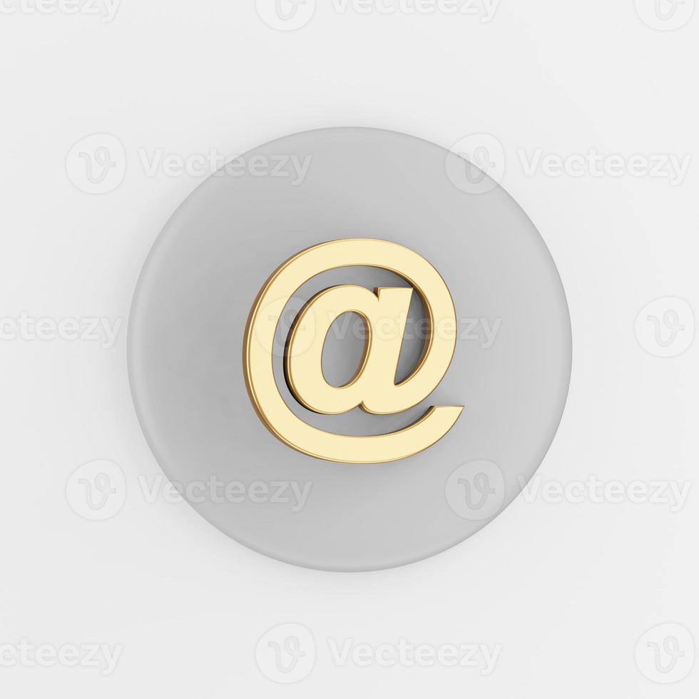 Gold email symbol icon. 3d rendering gray round button key, interface ui ux element. photo