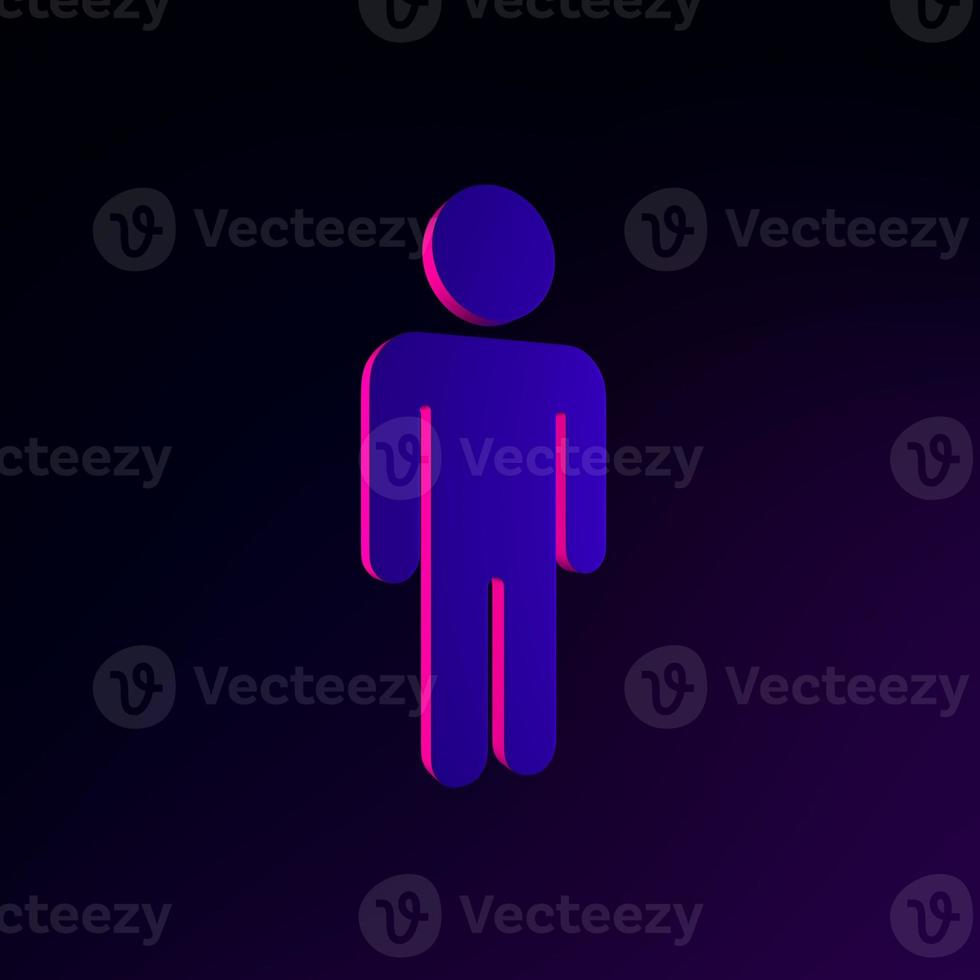 Minimalistic flat outline man neon icon. 3d rendering ui ux interface element. Dark glowing symbol. photo