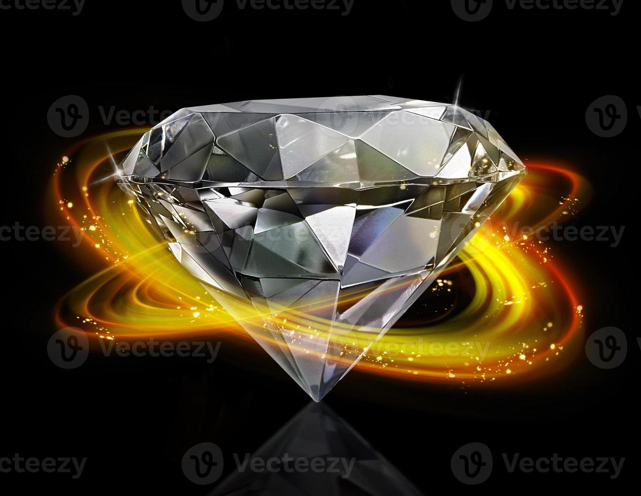 diamante deslumbrante en efecto de luz de círculo dorado foto