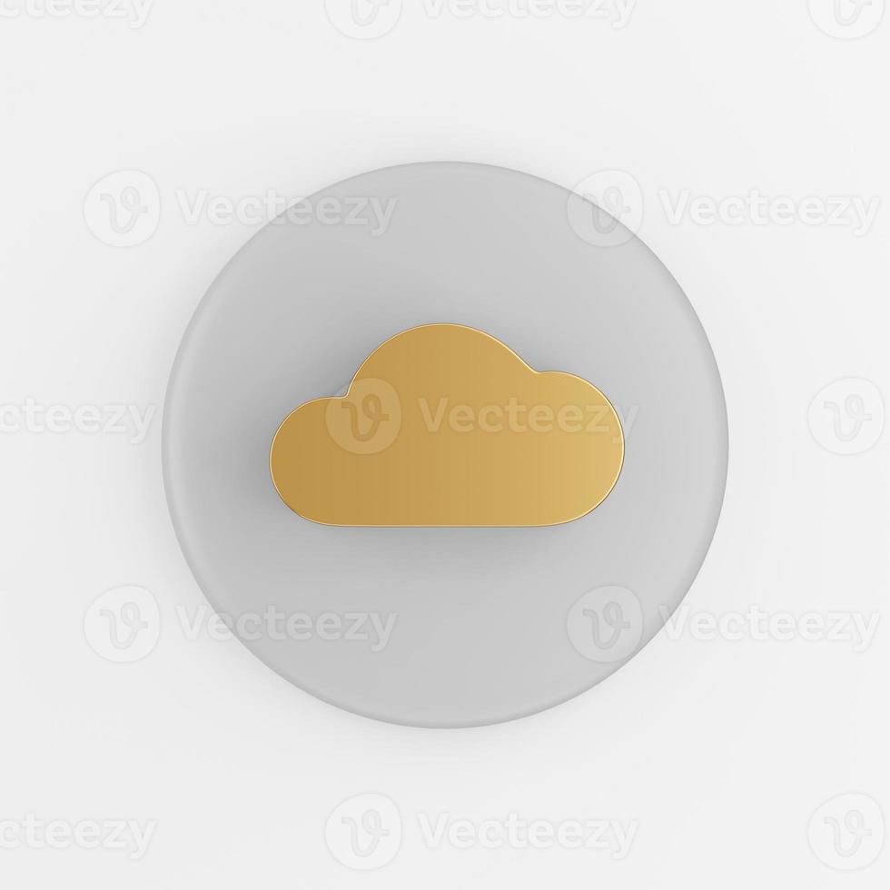 Gold flat cloud icon. 3d rendering gray round key button, interface ui ux element. photo