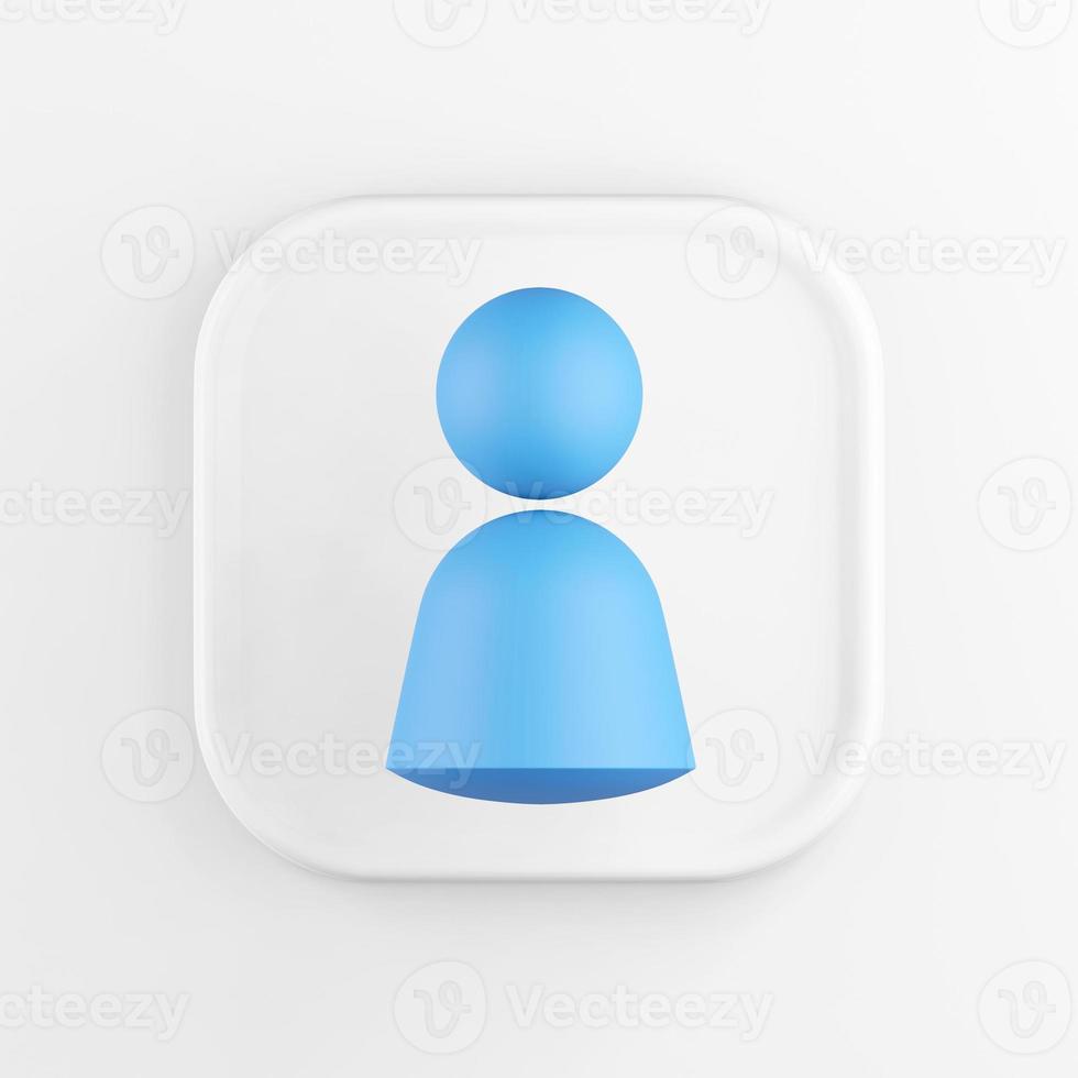 3d rendering square white icon button person symbol isolated on white background. photo