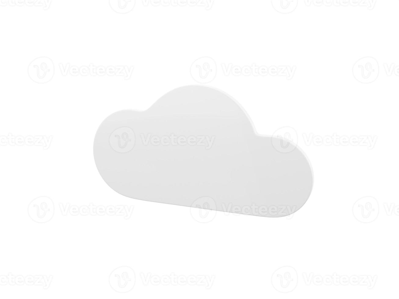 White single color cloud half view on white monochrome background. Minimalistic design object. 3d rendering icon ui ux interface element. photo
