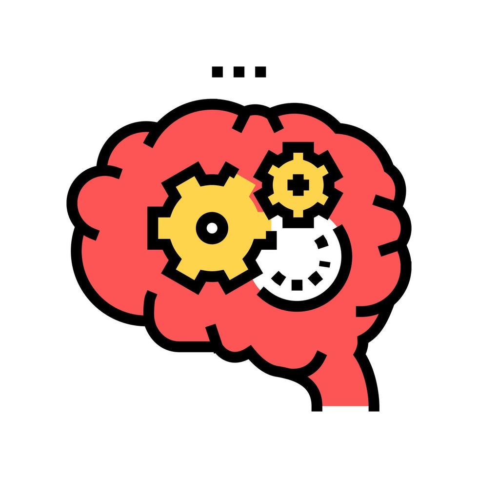 working and thinking brain color icon vector illustration