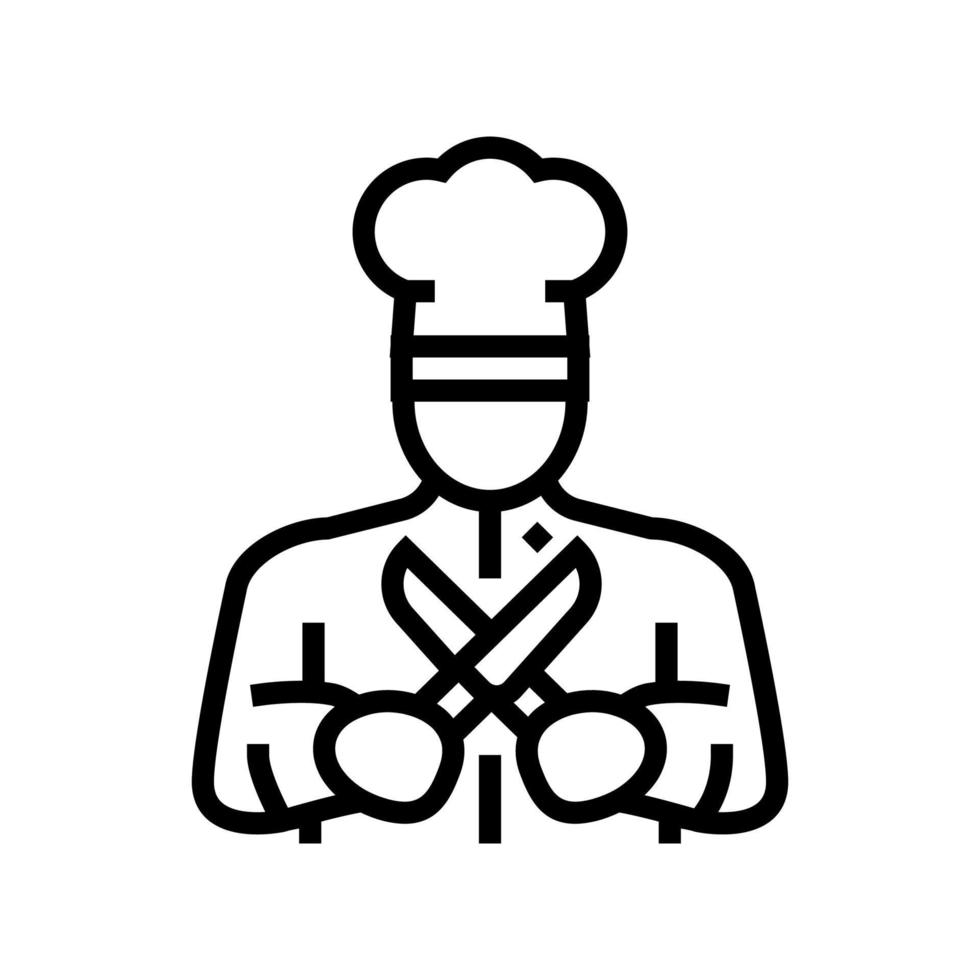 ilustración de vector de icono de línea de chef personal