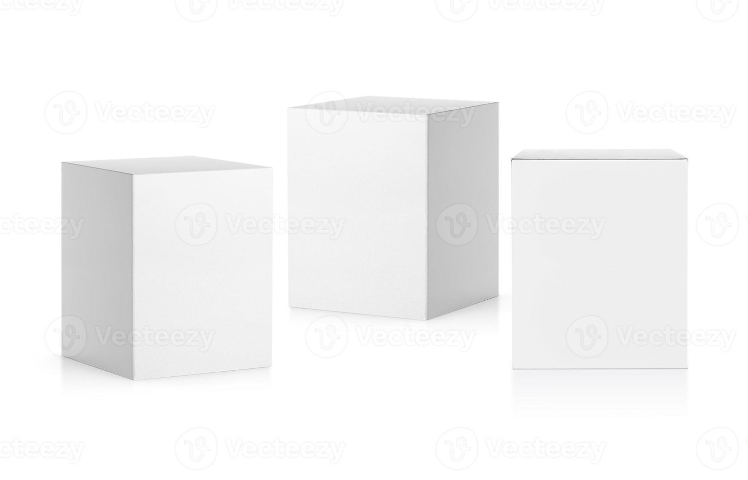 blank packaging white cardboard box isolated on white background ready for packaging design photo