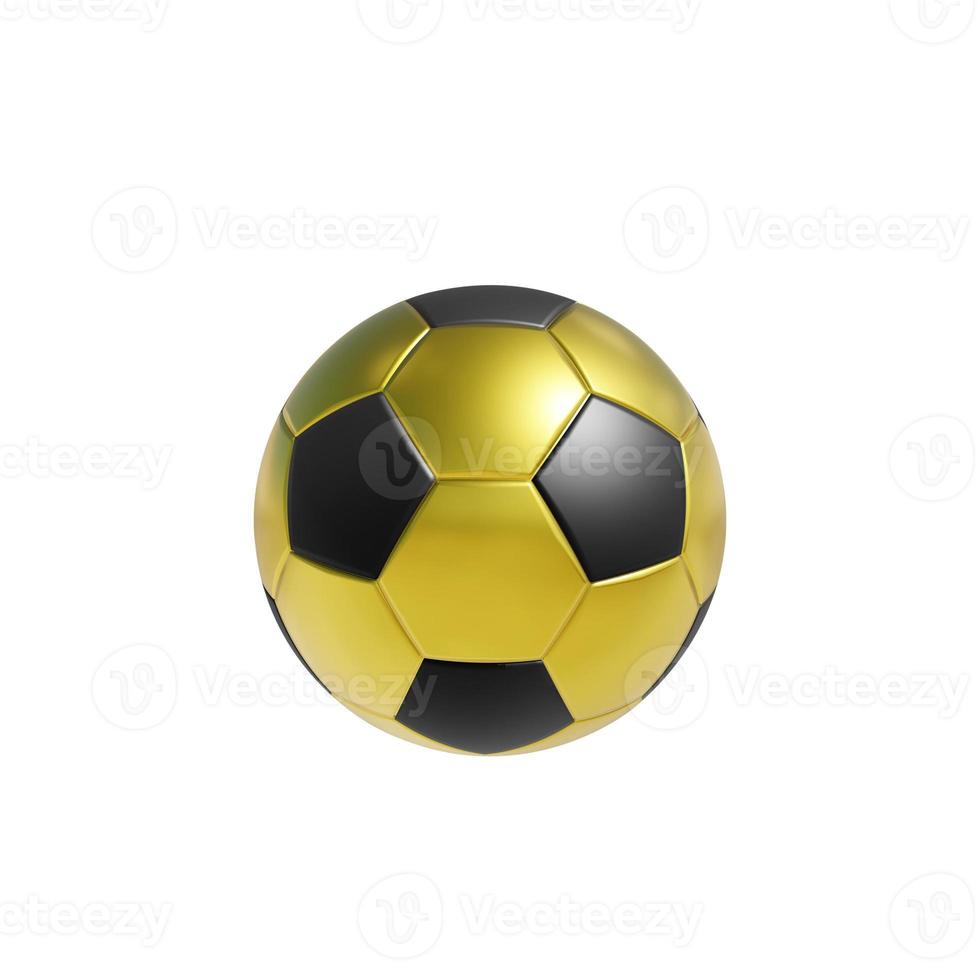 Golden soccer ball on white background. 3D rendering photo