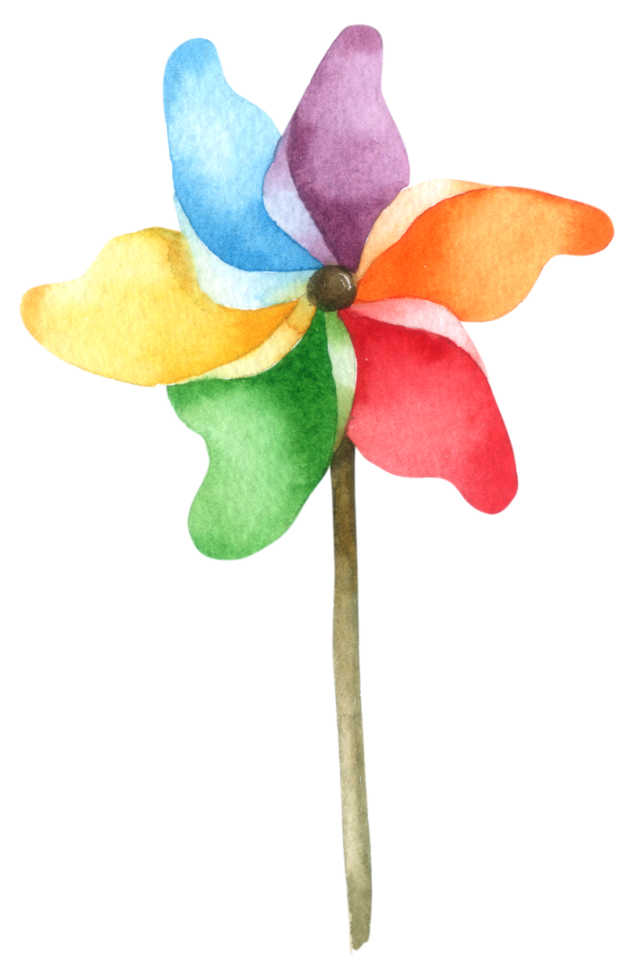 pinwheel akvarell handfärg png