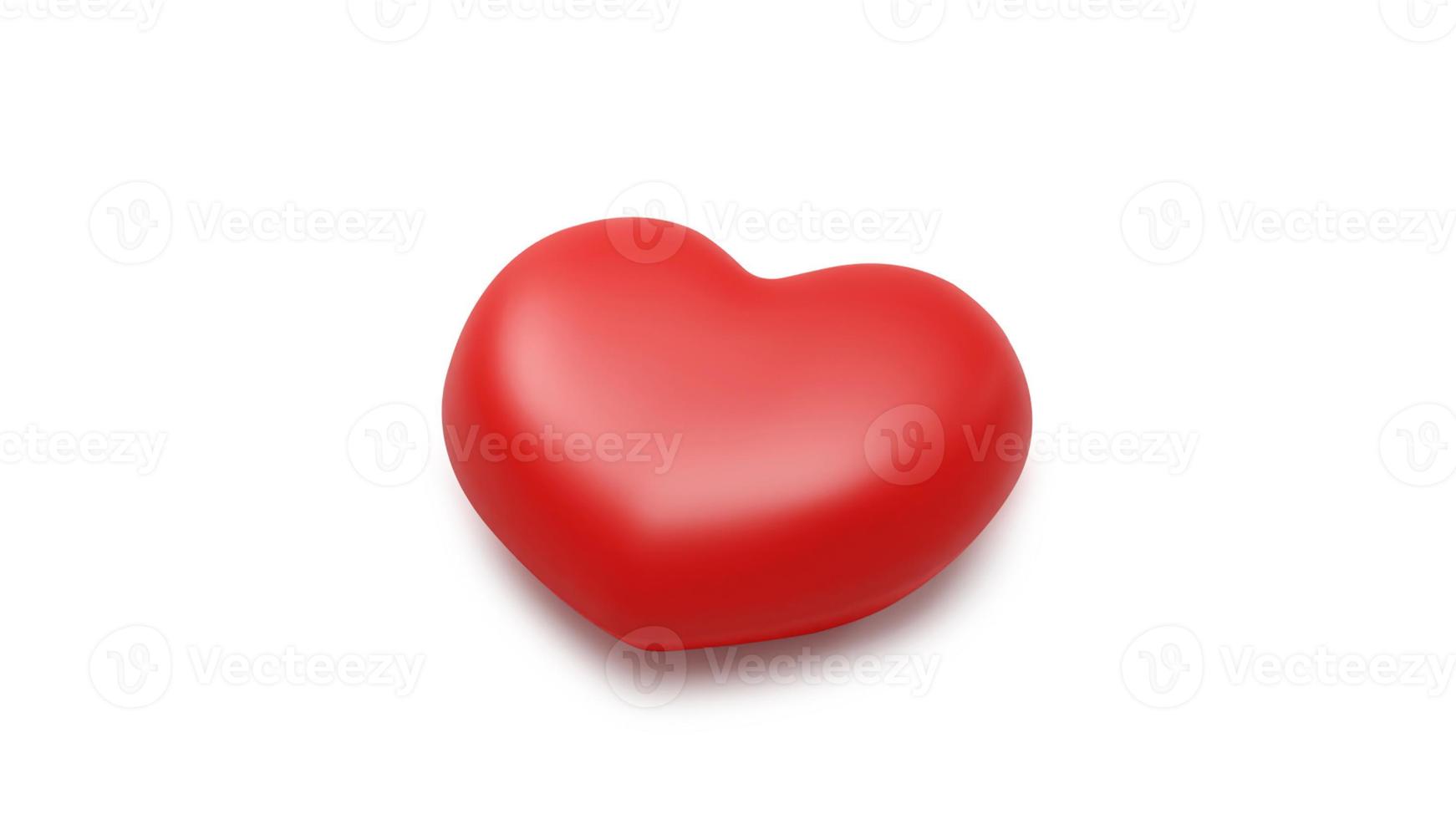Big Red Heart, Isolated On White Background. 3d render photo