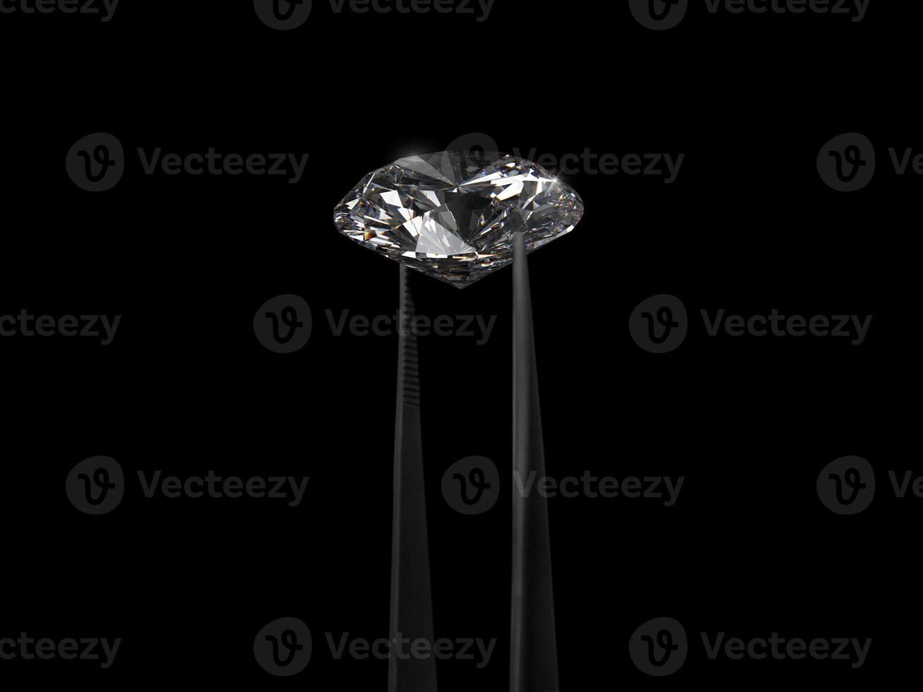 Diamond in tweezers on a black background. 3d render photo