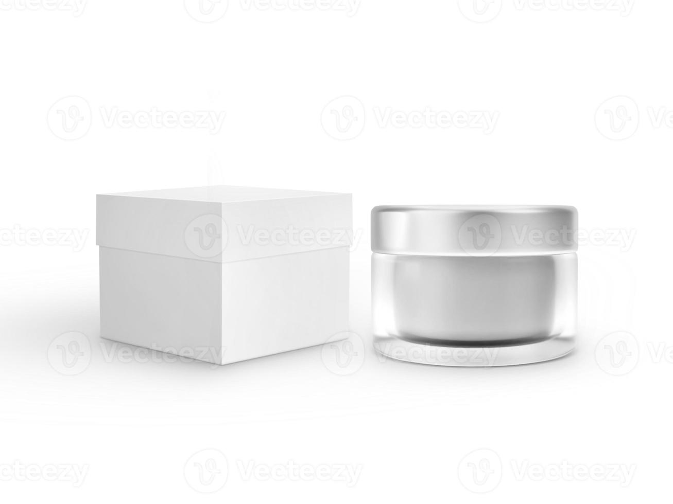 Empty packaging cosmetic cream and box isolated on white background  ready for product design. 3d render photo