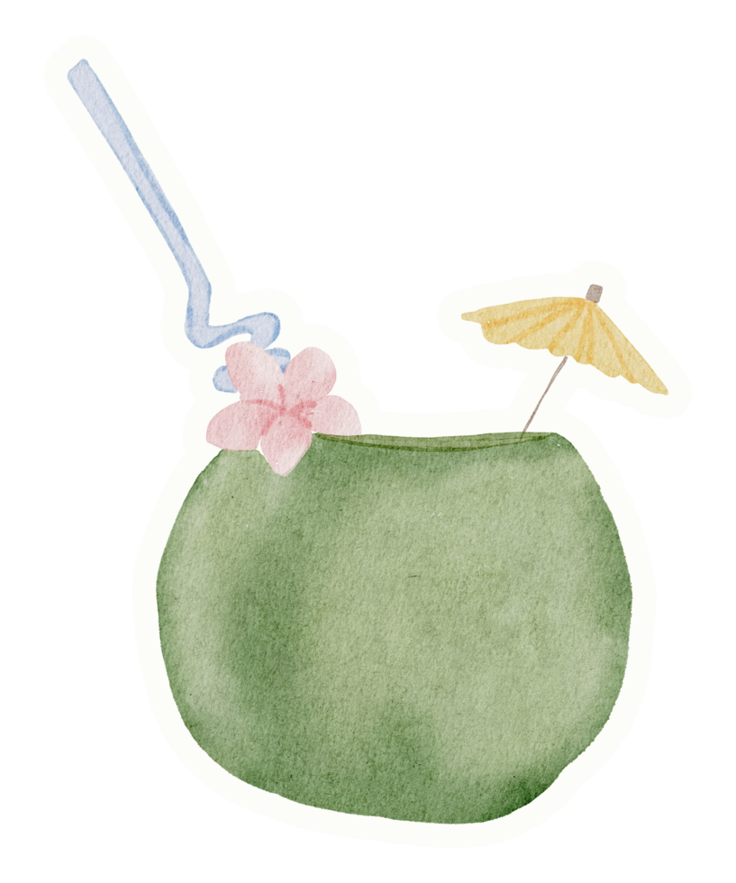 summer watercolor element sticker png