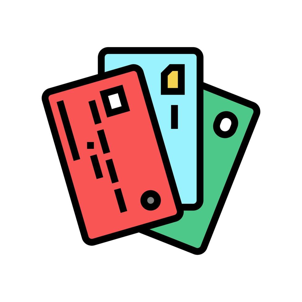 Ilustración de vector de icono de color de tarjeta diferente