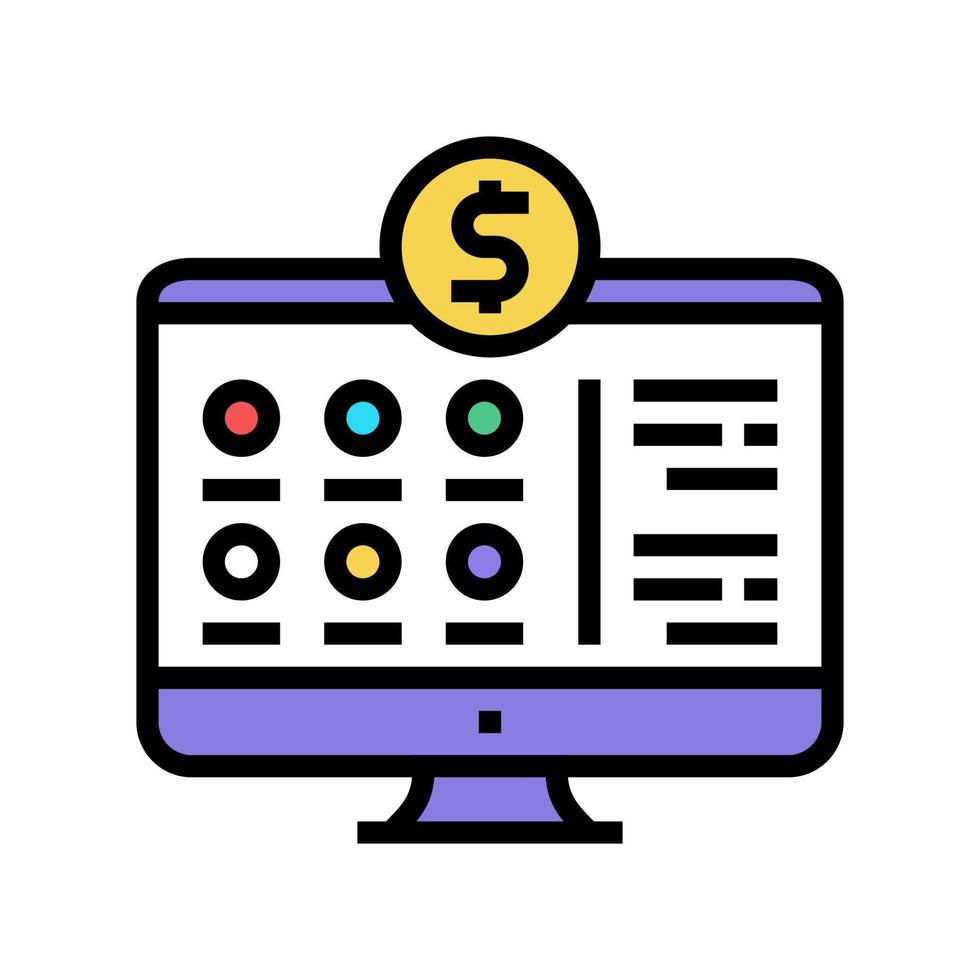 pago por servicios de internet icono de color ilustración vectorial vector