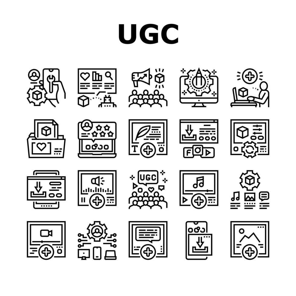 User Generated Content Collection Icons Set Vector