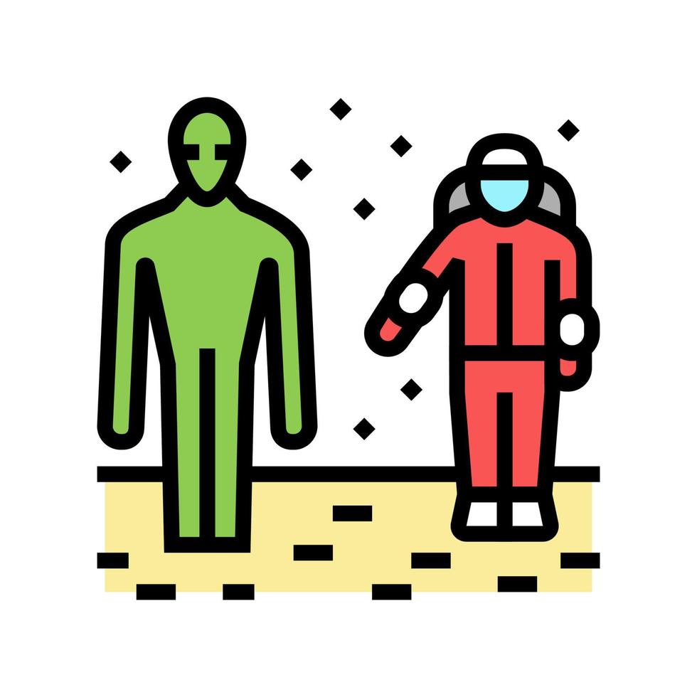 alien and astronaut color icon vector illustration