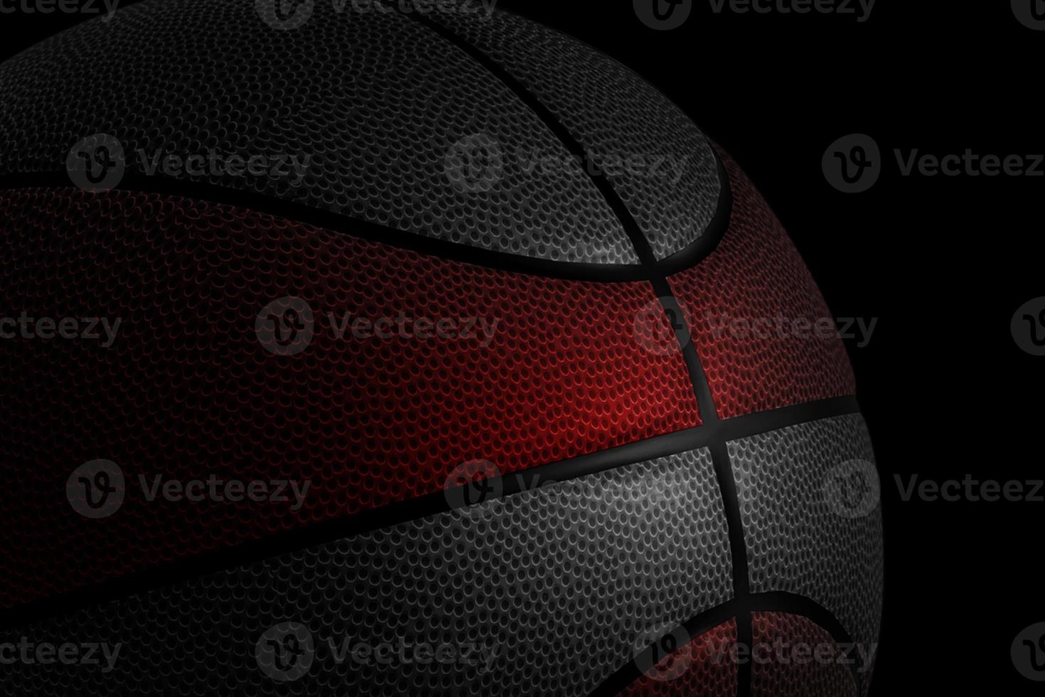 Black-Red Basketball on the black background. 3D render photo