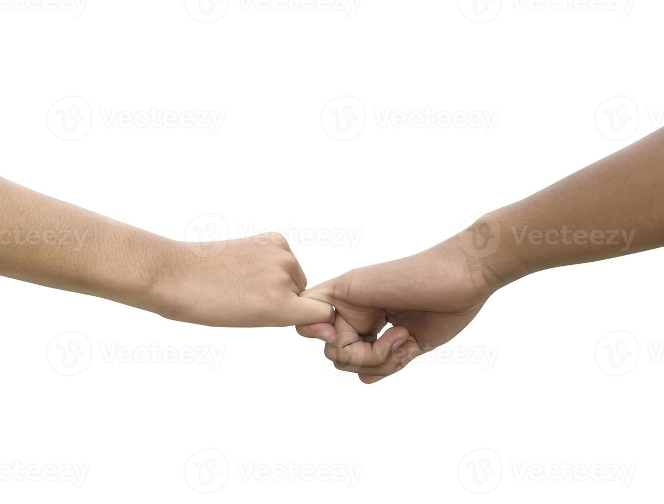 Image of a couple holding hands on a white background photo